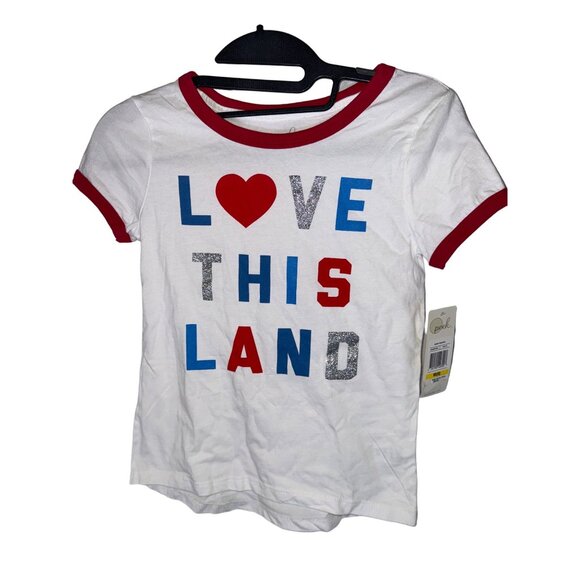 Peek Other - Peek "Love This Land" White T-Shirt, USA, Size 8, NWT